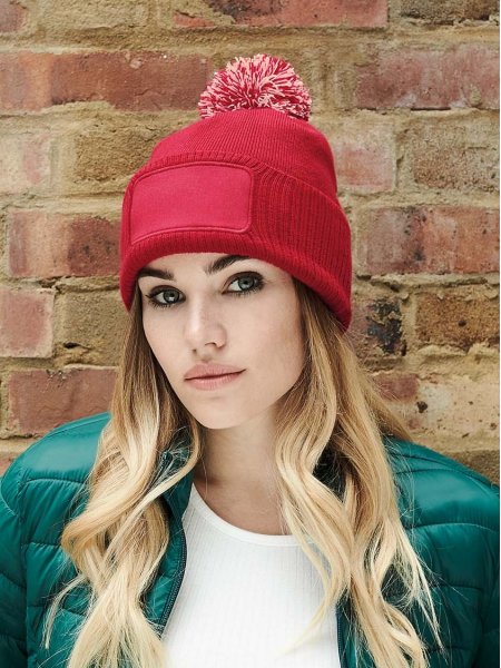 Mister Tee Bonnet à Pompon Personnalisé - Snowstar Patch Beechfield - B443