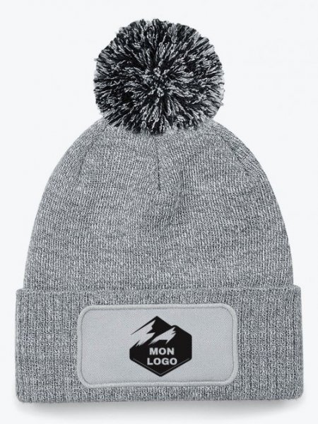 Mister Tee Bonnet à Pompon Personnalisé - Snowstar Patch Beechfield - B443