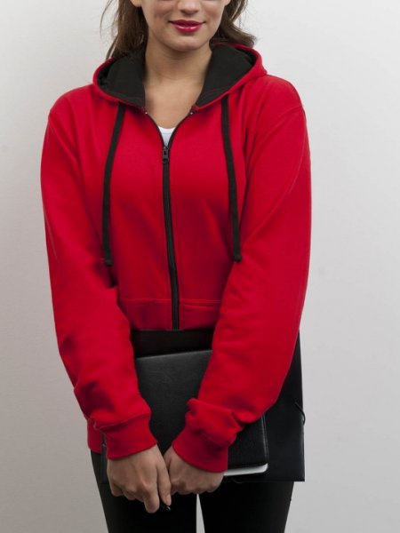 Mister Tee Sweat Zippé Personnalisé Pas Cher - Capuche Et Zip Contrastés AWDis - JH053