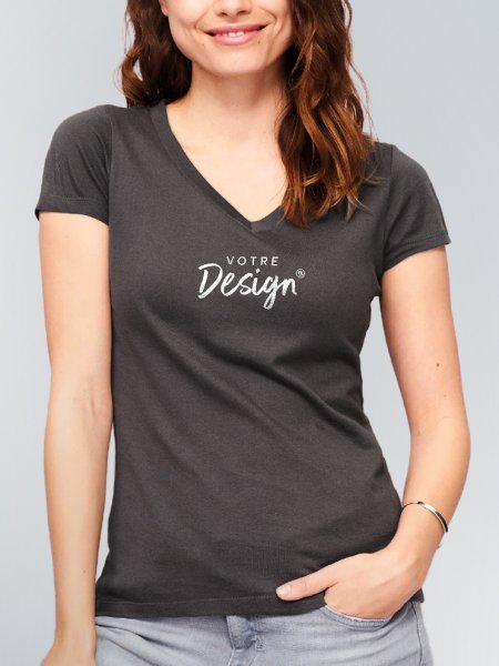 Mister Tee T-shirt Col V Femme Personnalisé Pas Cher Sol's - MOON - 11388