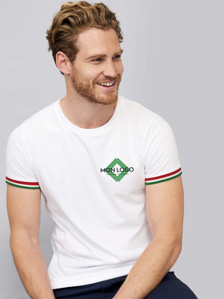 Mister Tee T-shirt Homme Personnalisé - Liseré Coloré Sol's - RAINBOW - 03108