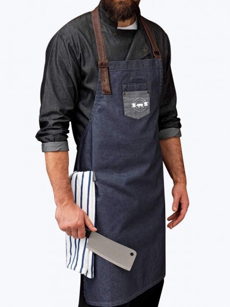 Mister Tee Tablier Denim "effet Huilé" à Bavette à Personnaliser Premier - PR136