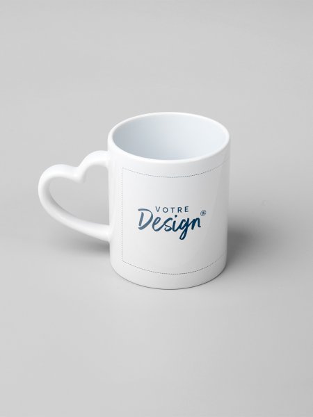 Mister Tee Tasse Avec Poignée En Cœur à Personnaliser Mistertee.fr - Mug-anse-coeur-blanc