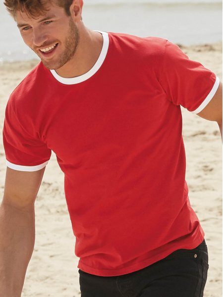 Mister Tee Tshirt Col Et Manches Bicolores à Personnaliser Fruit Of The Loom - SC61168