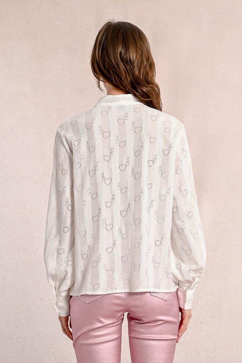 Molly Bracken Blouse à Col Lavalière à Motifs Cœurs