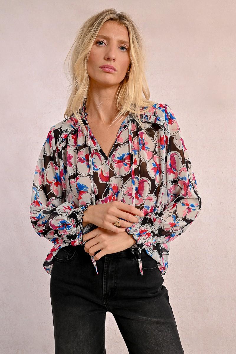 molly bracken Chemisier en semi-transparence à imprimé