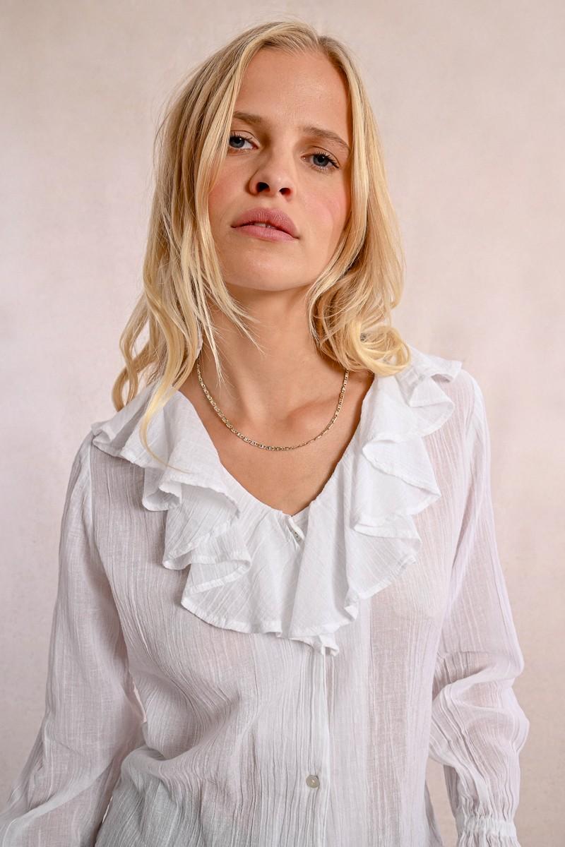 molly bracken Chemisier volanté en semi-transparence