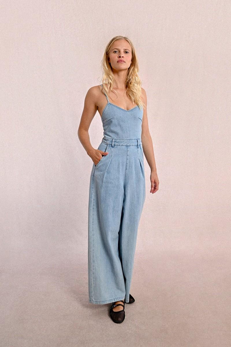 Molly Bracken Combipantalon En Denim à Fines Bretelles