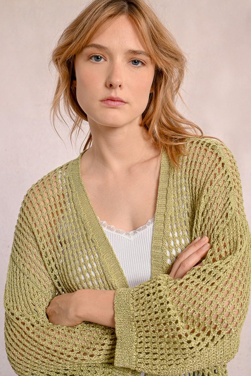 Molly Bracken Gilet En Maille Irisé Et Semi-transparence