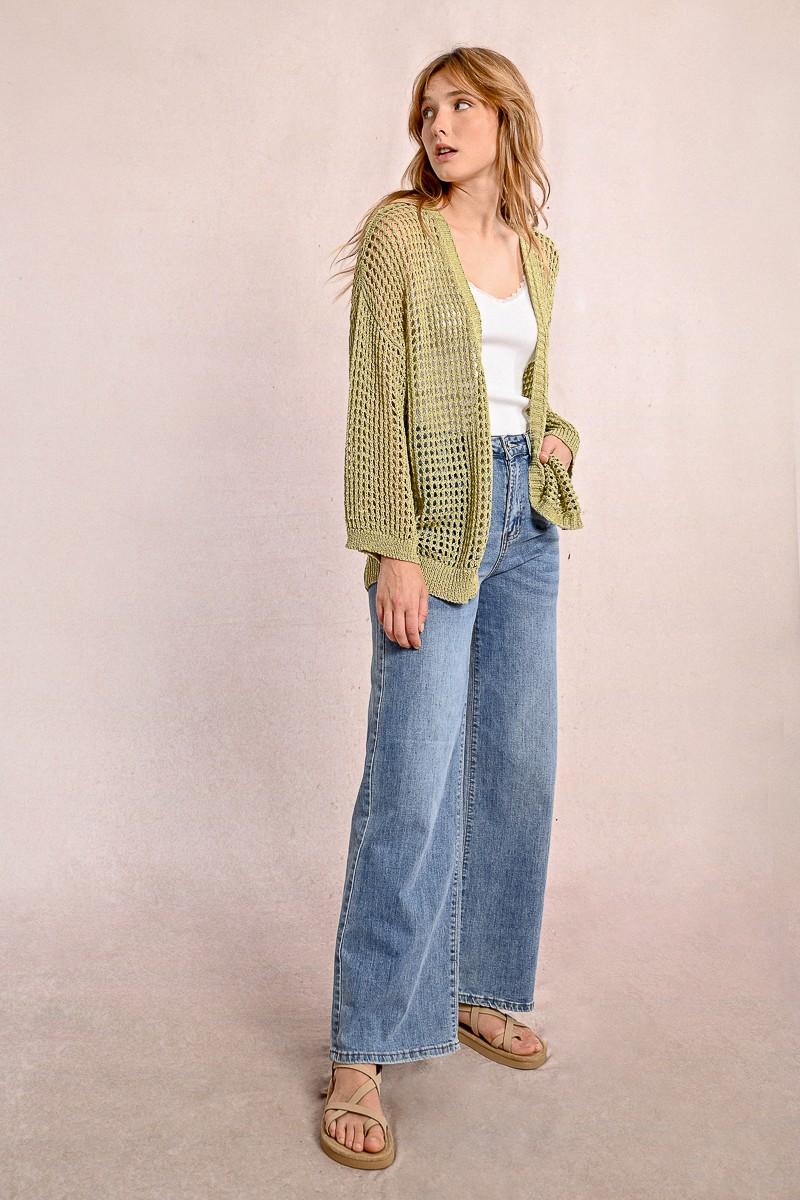 molly bracken Gilet en maille irisé et semi-transparence