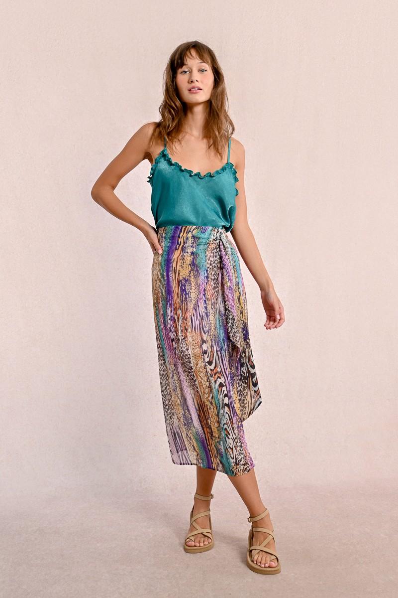 molly bracken Longue jupe imprimée en semi-transparence