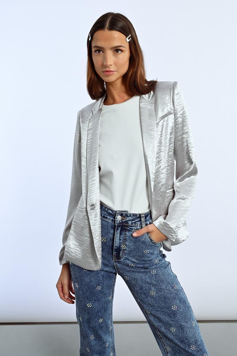 molly bracken Blazer droit satiné