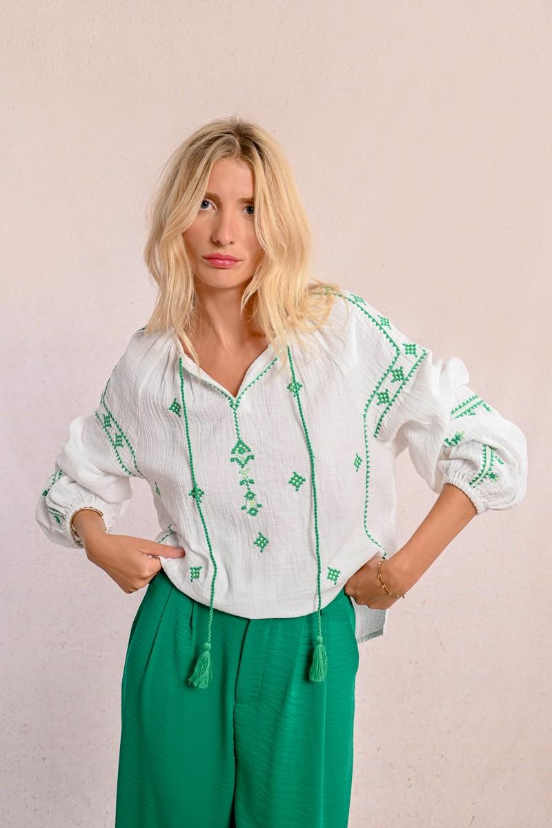 Molly Bracken Blouse En Popeline Brodé