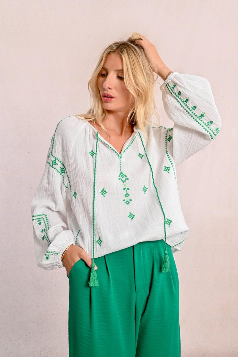 molly bracken Blouse en popeline brodé
