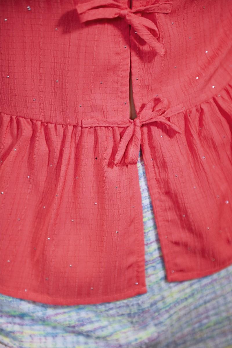 Molly Bracken Blouse Parsemée De Strass à Nouer