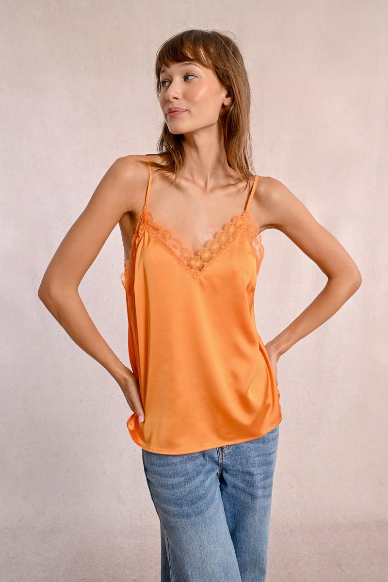 molly bracken Caraco satiné bordé de dentelle