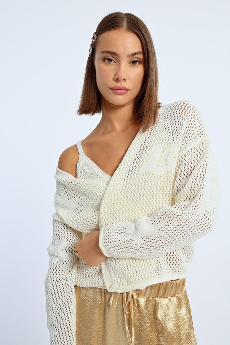 molly bracken Cardigan en crochet fleurs