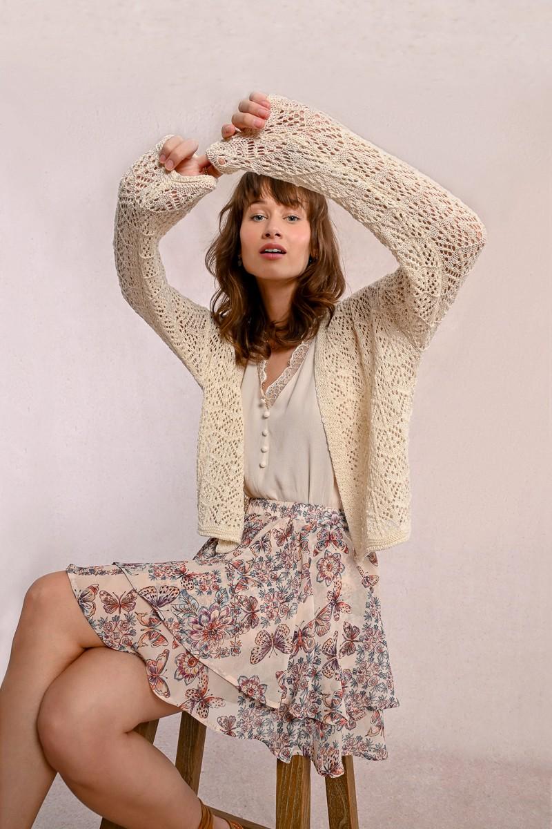 Molly Bracken Cardigan En Maille Ajourée