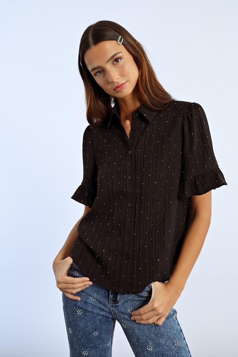 Molly Bracken Chemise Plissée à Strass