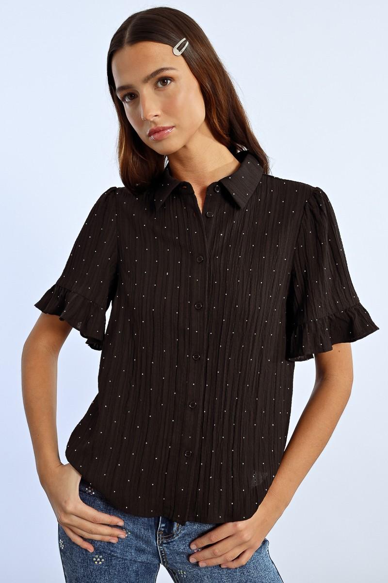 molly bracken Chemise plissée à strass