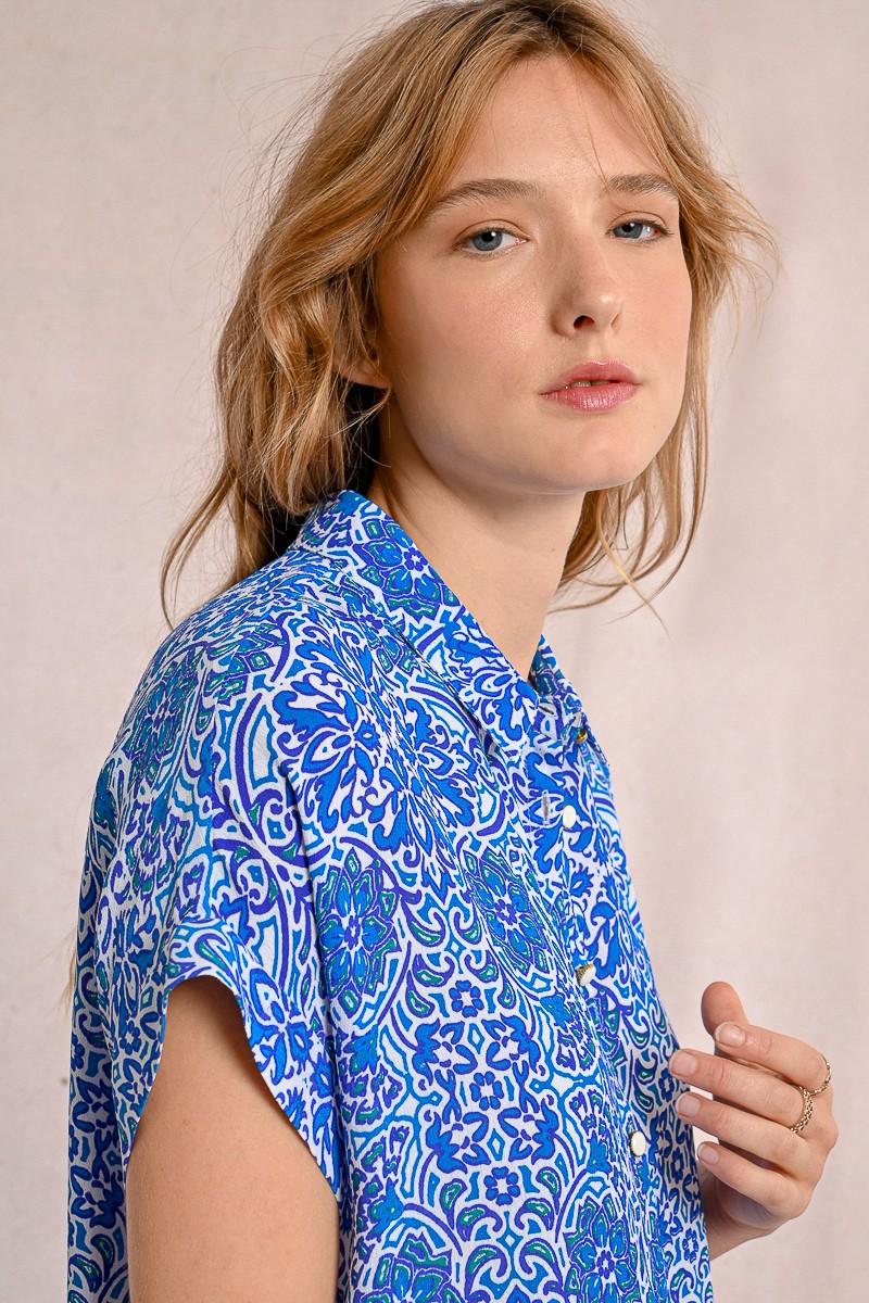 Molly Bracken Chemisier à Manches Courtes Imprimé