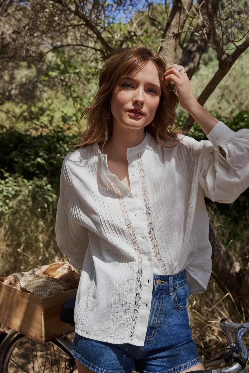 molly bracken Chemisier à plis insert dentelle