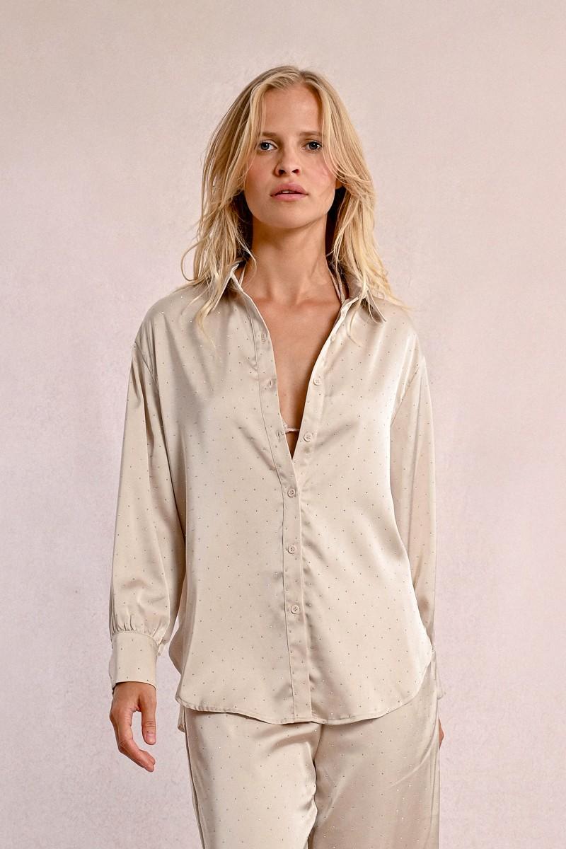 molly bracken Chemisier satiné à strass