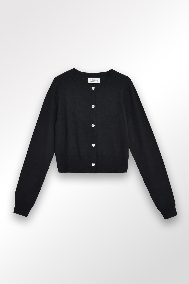 Molly Bracken Gilet En Maille Boutons Cœur