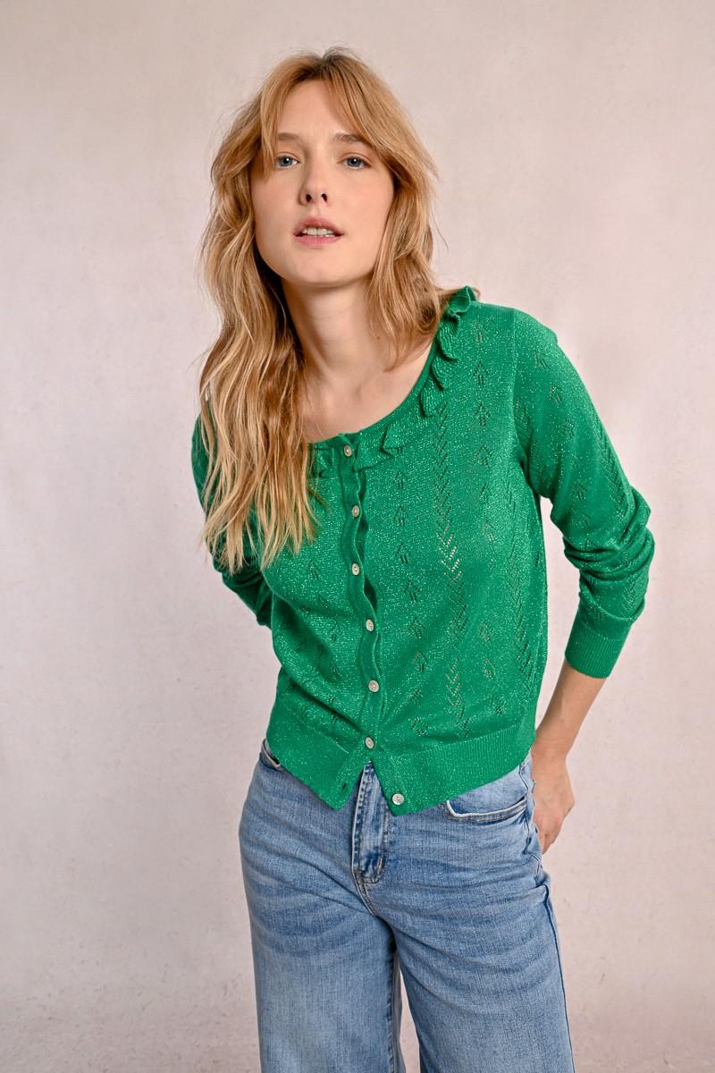 Molly Bracken Gilet En Maille Fine Boutonné