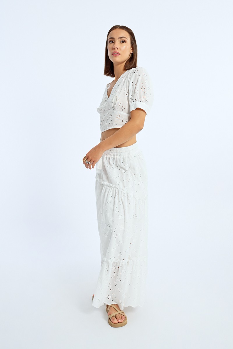 Molly Bracken Jupe Longue à Broderies Anglaises