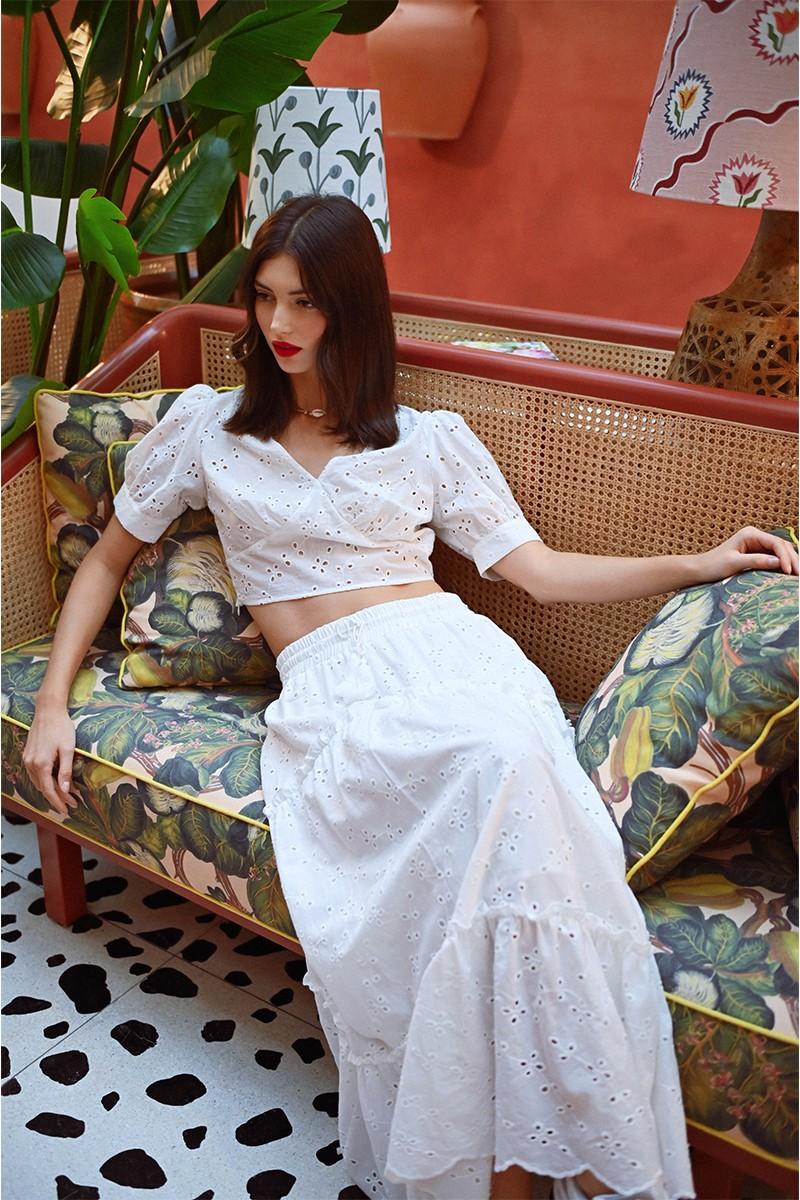 molly bracken Jupe longue à broderies anglaises