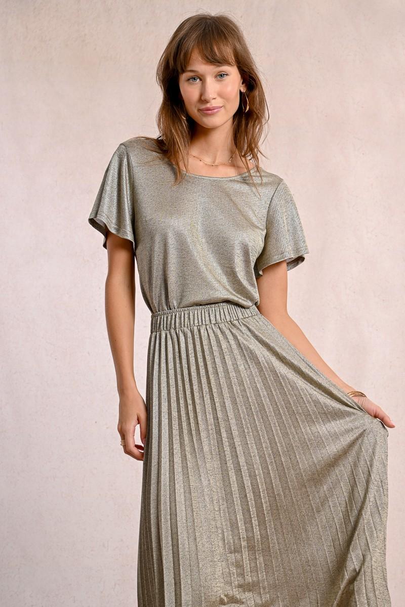 Molly Bracken Jupe Longue Plissée Et Irisée