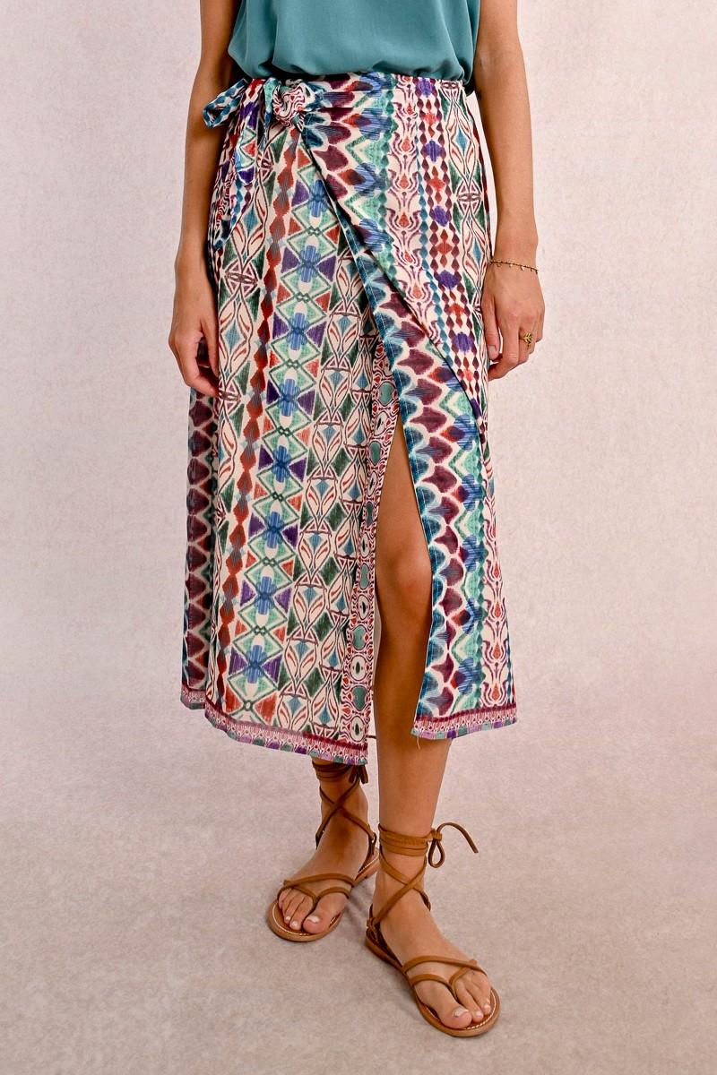 Molly Bracken Jupe Longue Portefeuille Imprimée