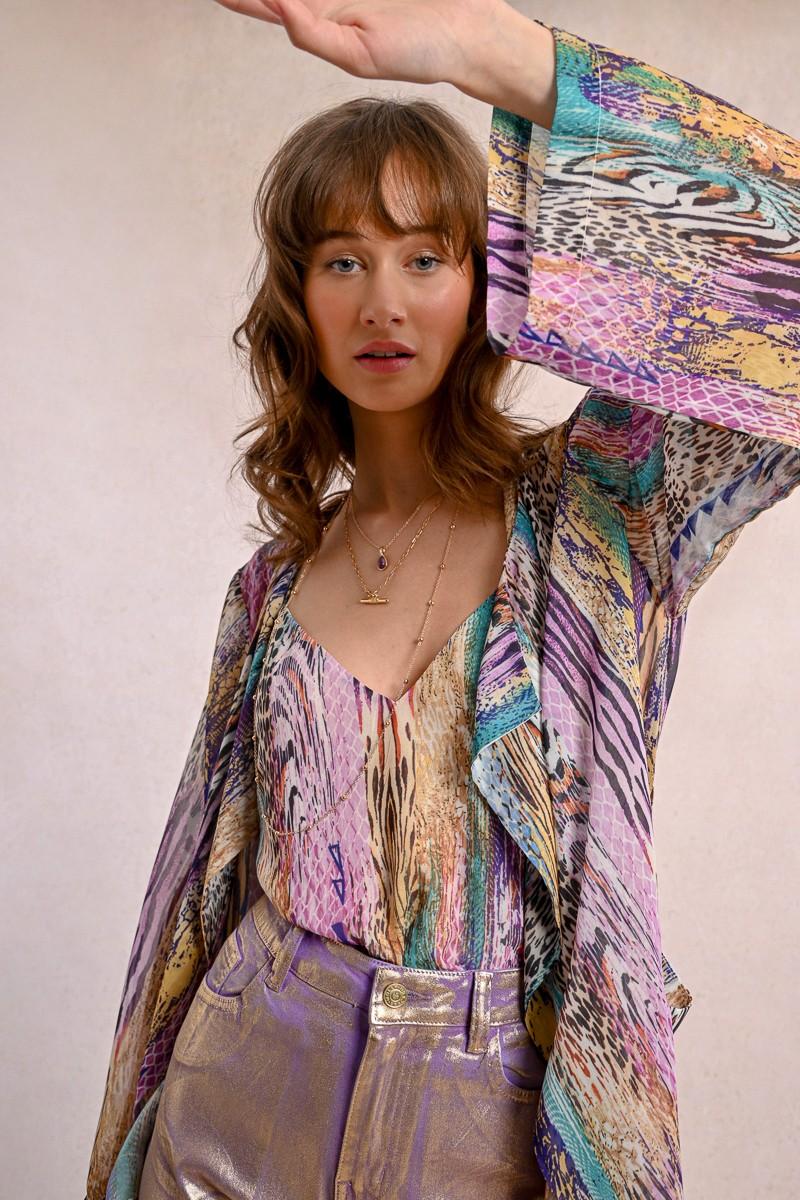 Molly Bracken Kimono Manches Longues à Imprimé
