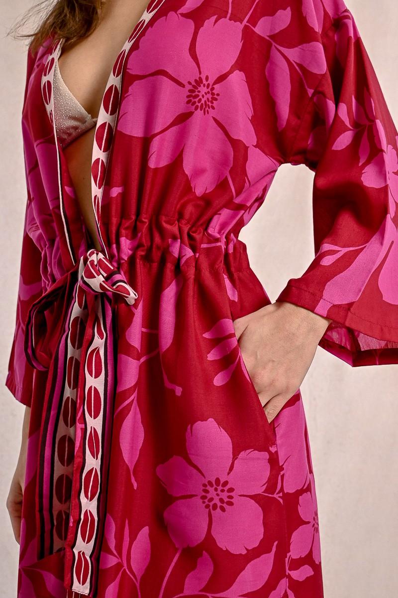 Molly Bracken Long Kimono Ceinturé Imprimé Floral