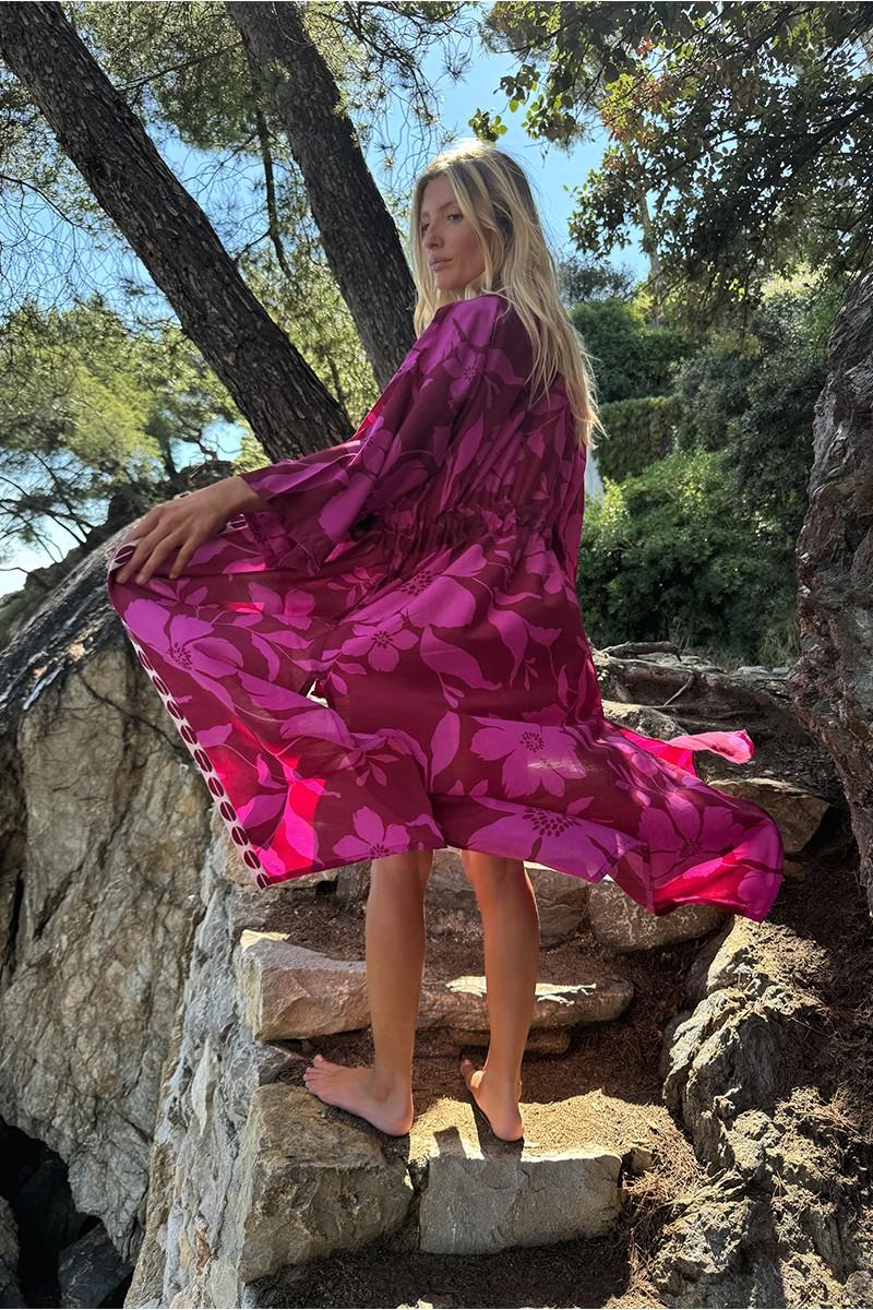 Molly Bracken Long Kimono Ceinturé Imprimé Floral
