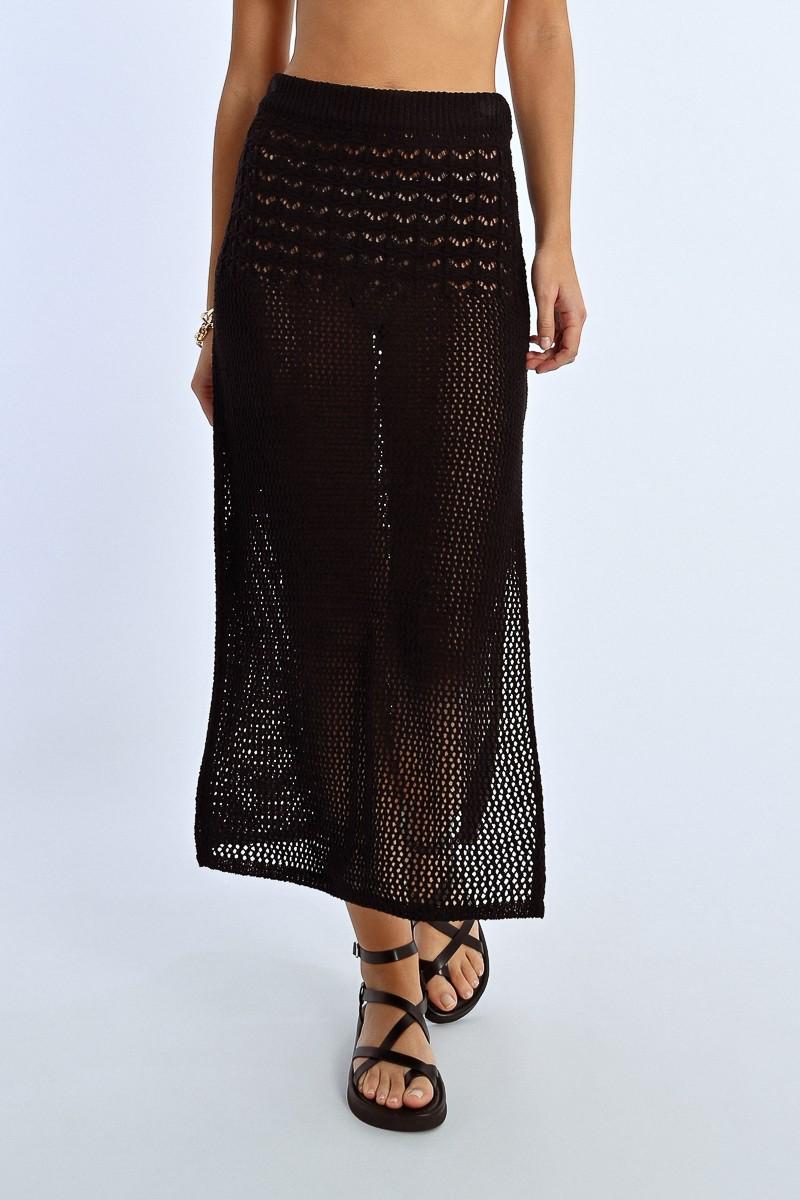 Molly Bracken Longue Jupe En Maille Ajourée