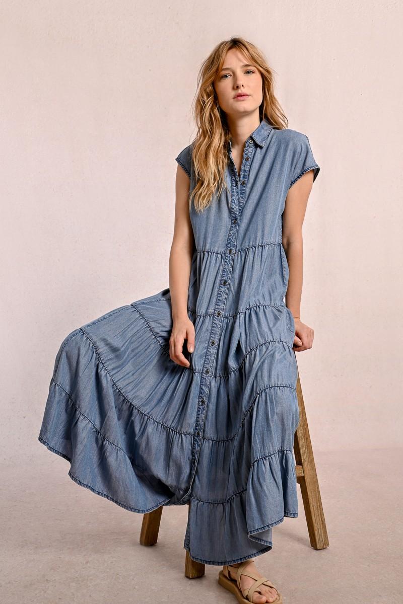 Molly Bracken Longue Robe Chemise à Volants