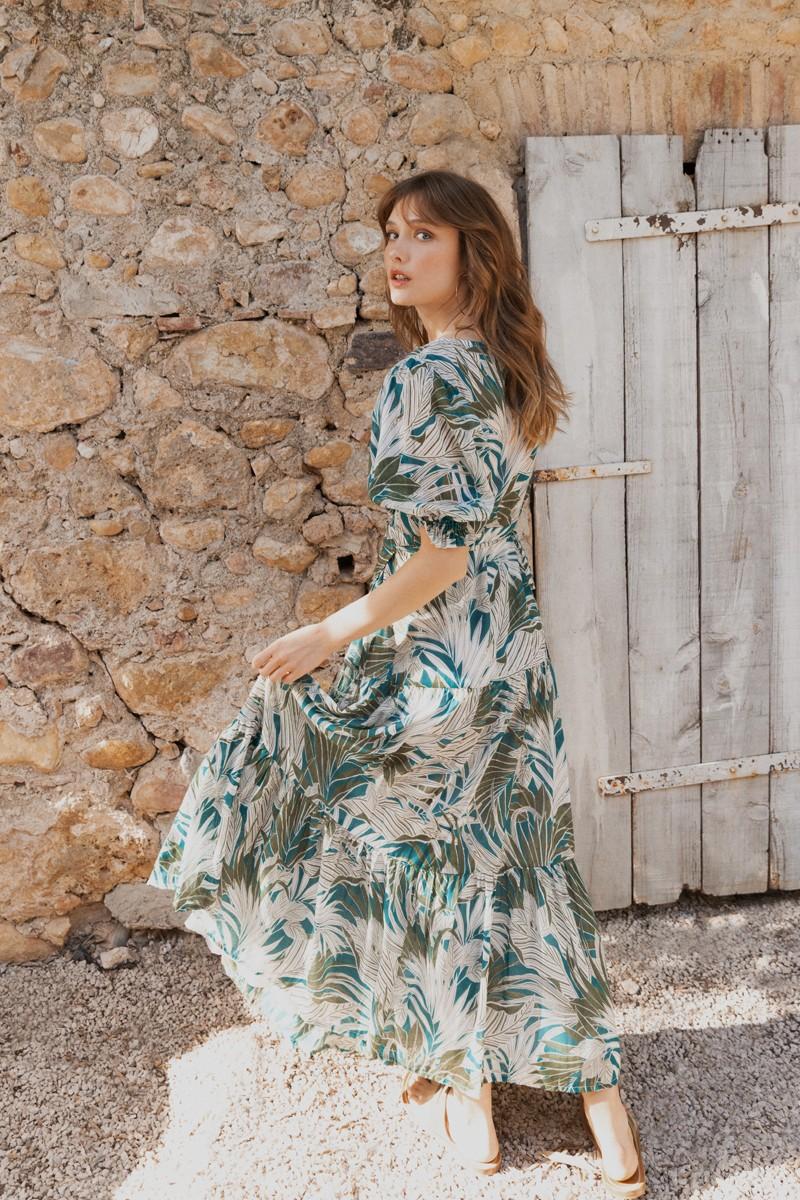 molly bracken Longue robe portefeuille à volants