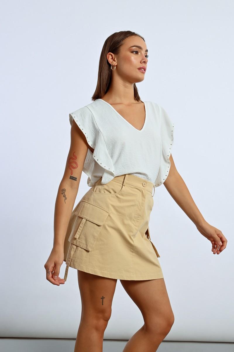 Molly Bracken Mini-jupe Droite à Poches Cargo