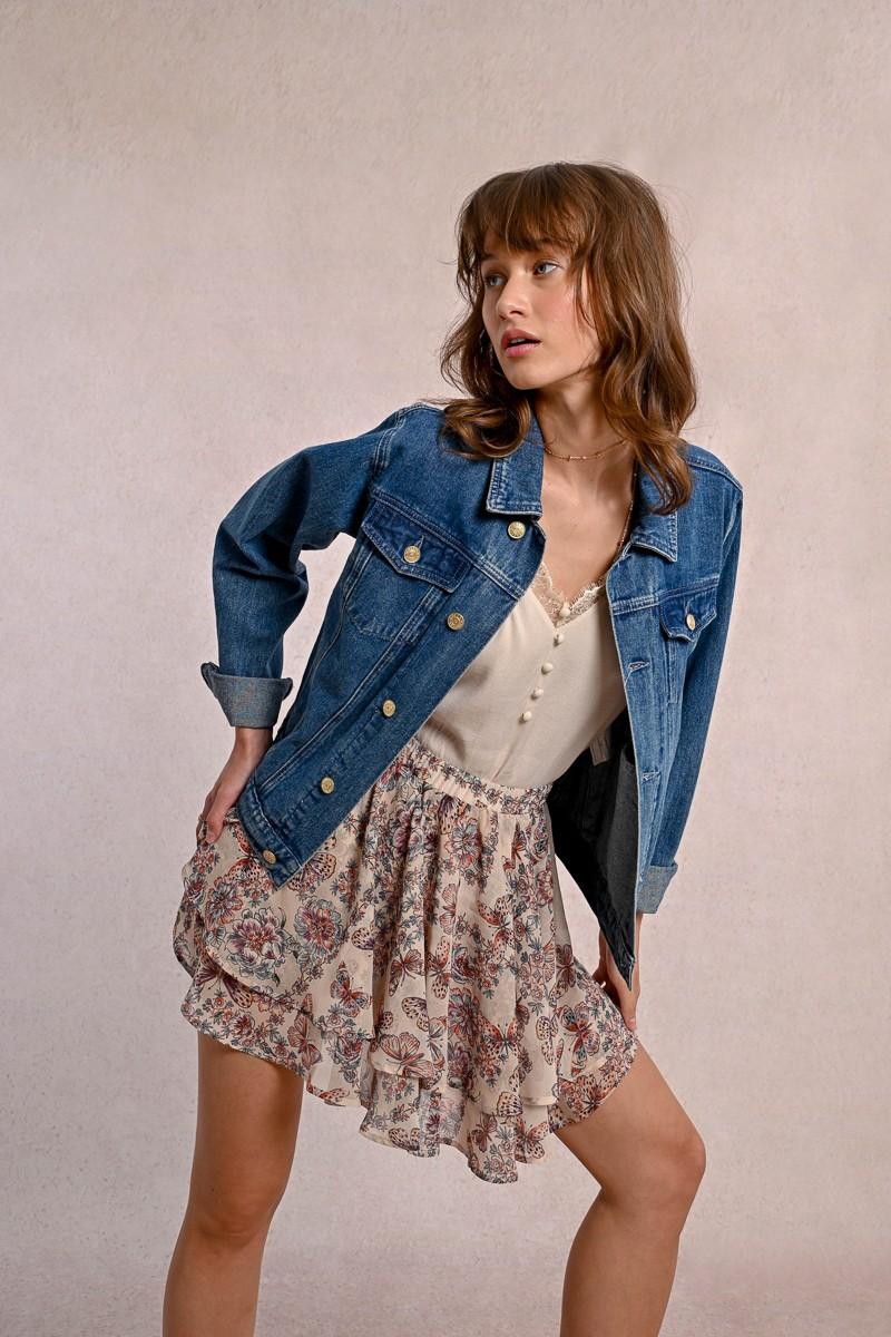 molly bracken Mini-jupe imprimée à volants