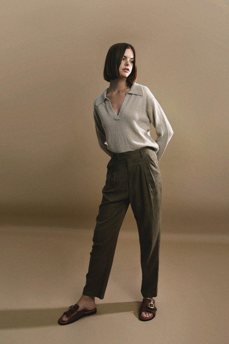 molly bracken Pantalon à pinces en lin