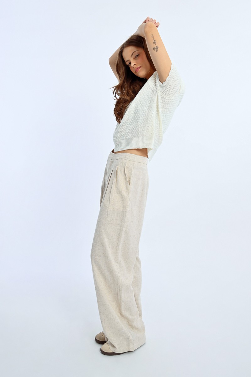 Molly Bracken Pantalon En Lin à Pinces