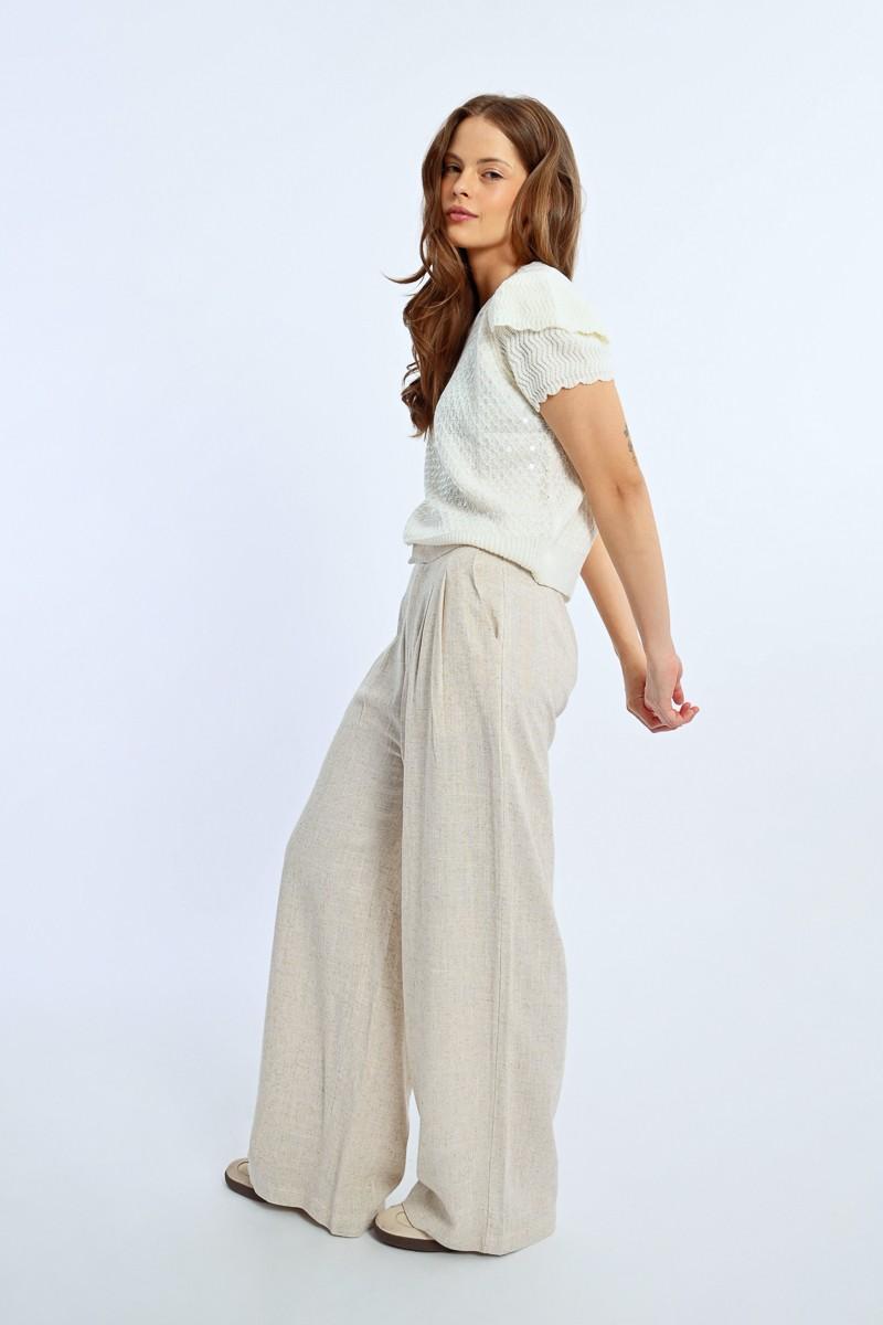 Molly Bracken Pantalon En Lin à Pinces