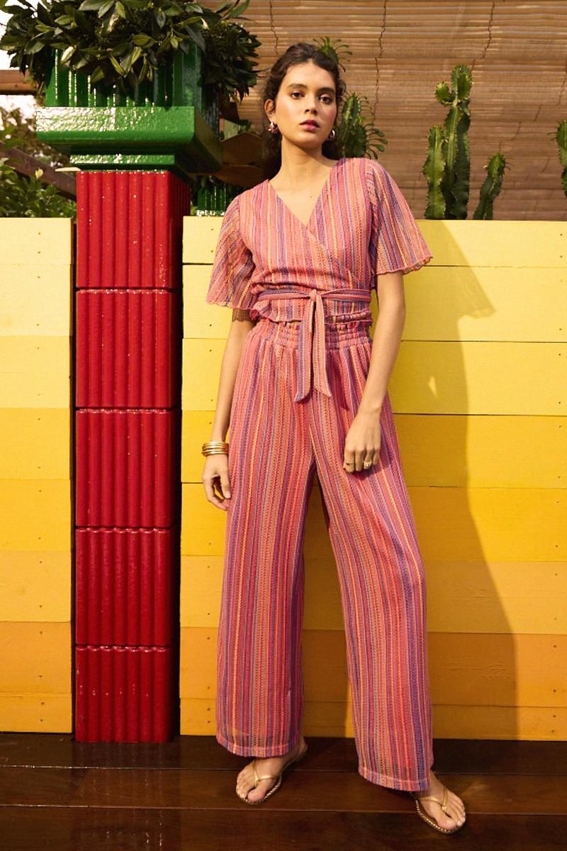 molly bracken Pantalon fluide rayé