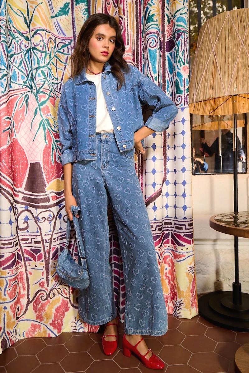 molly bracken Pantalon large à motif cœur