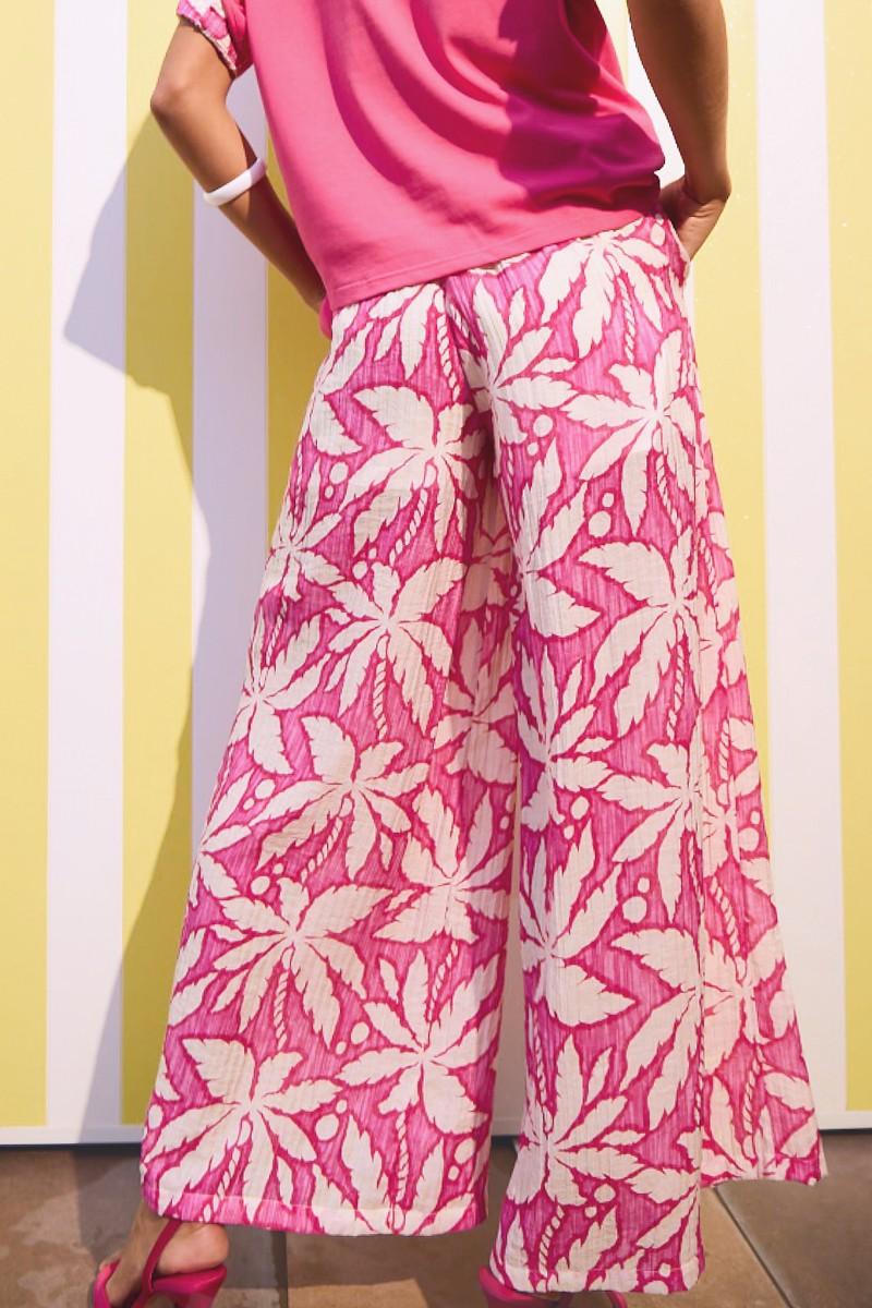 Molly Bracken Pantalon Large Taille Haute Smockée