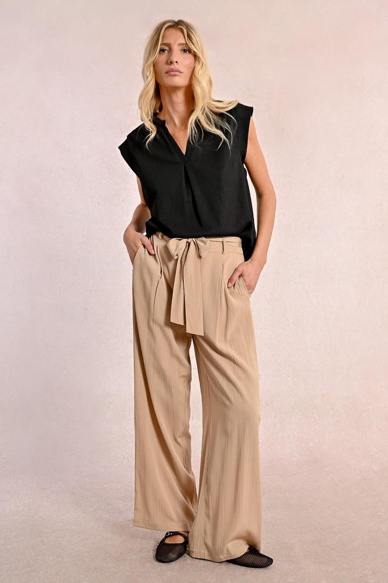 molly bracken Pantalon taille haute taille à nouer