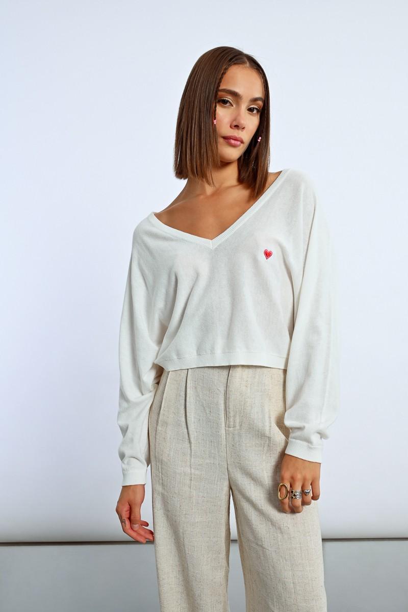 Molly Bracken Pull Crop Motif Cœur