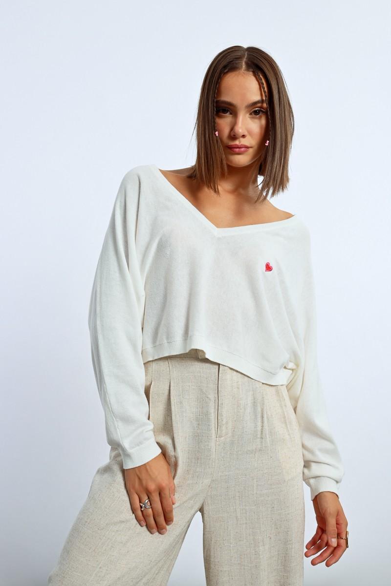 Molly Bracken Pull Crop Motif Cœur